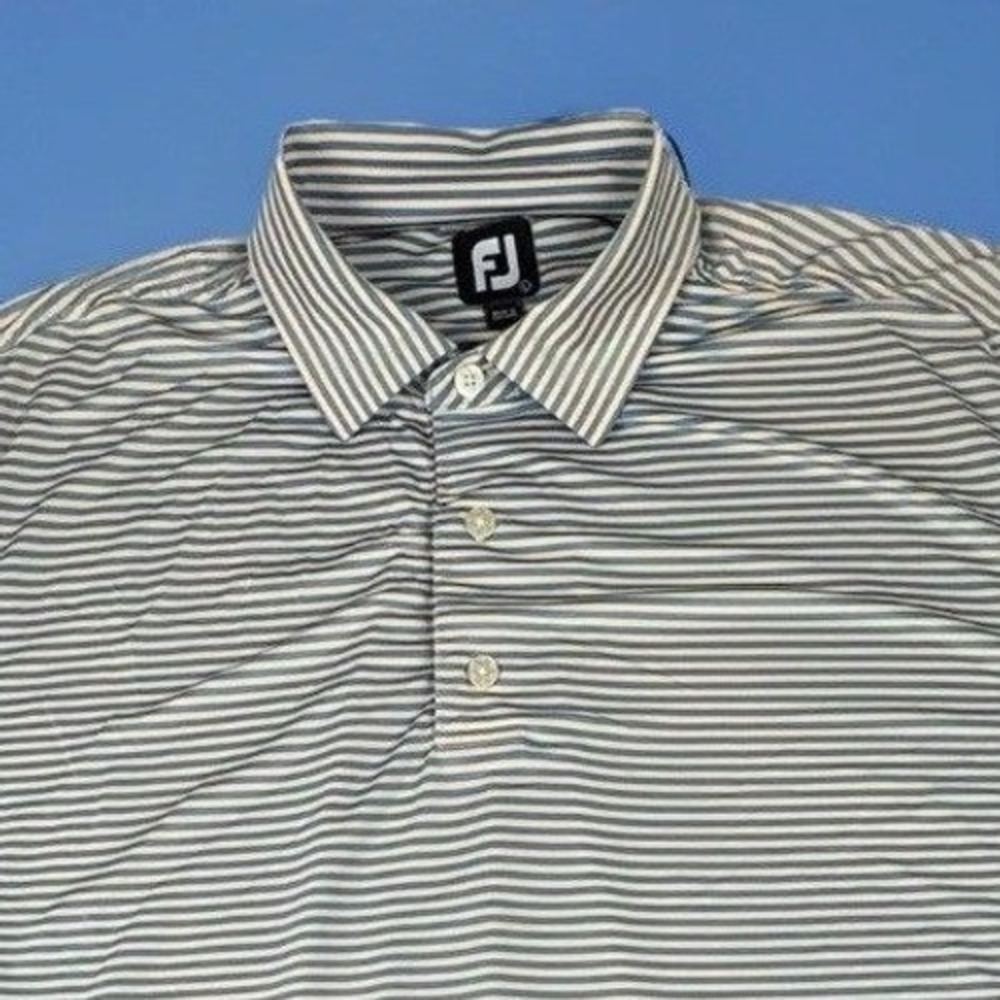 FootJoy Men's Shirt L Golf Polo FJ Performance Stretch Casual Striped